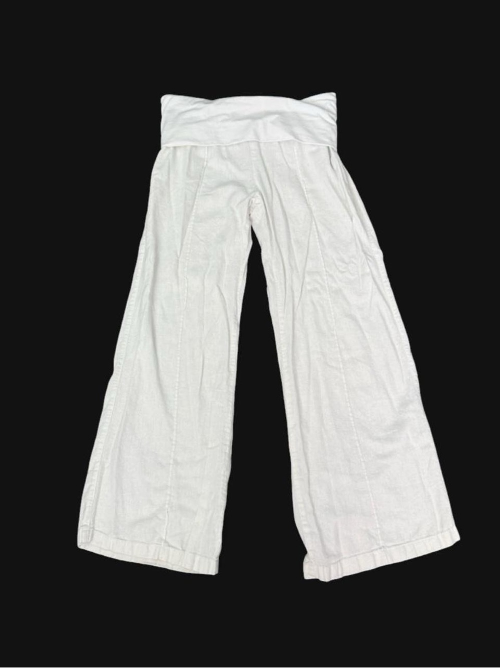 White Foldover Linen Pants